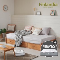 핀란디아 탠디 베이직 슈퍼싱글침대SS(서랍형)+독립형매트리스, 라이트브라운