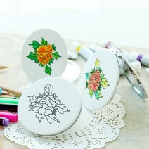 패브릭 손거울 만들기 세트 원형 접이식 휴대용 거울 꾸미기 어린이 DIY 키트 공예 일러스트 그림 색칠 활동, 패브릭손거울(단청)+사은품선물, 1개