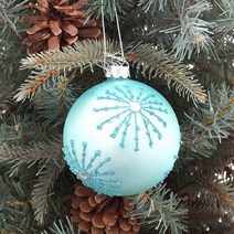 더리얼스 크리스마스 트리장식 유리볼 오너먼트 샤이니 블루 8cm