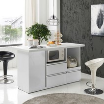 퍼니아트 심플 와이드 인조대리석 A형 홈바, 인조대리석_화이트/하부장_화이트