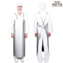 레뷰가운 AV81 X형 양면방수 앞치마 김장 산업용 레자앞치마 미술앞치마, AV81_은색