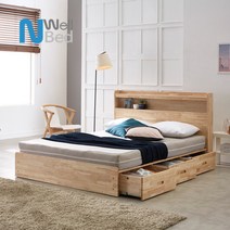 느웰베드 플로라 천연라텍스 서랍형 원목침대 슈퍼싱글 매트리스 포함, 기능성커버A