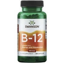 스완슨 비타민 B-12 500mcg 캡슐, 250개입, 1개, 250정