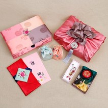 윤씨방 목단화 현금 애교 예단함 풀세트 5종, 예단보_빨강x예단용_정보포함인쇄