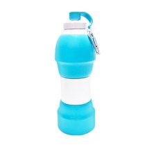하오라이프 실리콘 접이식 휴대용 컵 텀블러 물통 580ml, 블루
