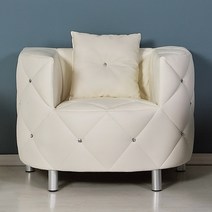 아워스토리 크리스탈버튼 인조가죽 스웨이드 1인용소파, 아이보리(인조가죽)