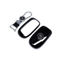 피아트 하드키케이스 메탈 키홀더 키커버 크롬 키링 세트, 블랙