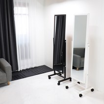 지엔디스플레이 옷가게용 예쁜 이동식 전신거울, 검은색