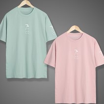 굿럭샵 화사한 느낌의 핑크 민트 러블리 오버핏 반팔 티셔츠 남녀공용 사이즈할인 시즌 OFF SALE