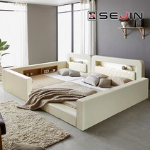 세진침대 브리토 LED 수납 범퍼형 패밀리침대-프레임만, 브리토 LED 수납 범퍼형 패밀리침대 프레임만(아이보리)