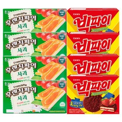 해태 크라운 후렌치파이 사과 192g+빅파이 딸기 216g 4개씩 (총 8P) 곽과자 세트