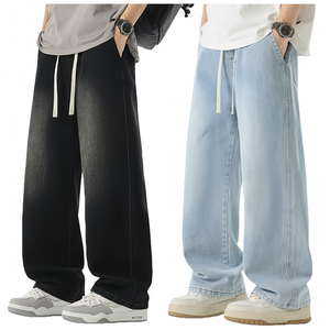 BDICOOL 남성 데님 팬츠 1+1 청바지 세미 와이드 기모 밴딩 롱 데님 일자 팬츠 BK113