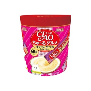 챠오츄르 고양이 간식 파우치, 혼합맛(참치/가다랑어), 14g, 60개