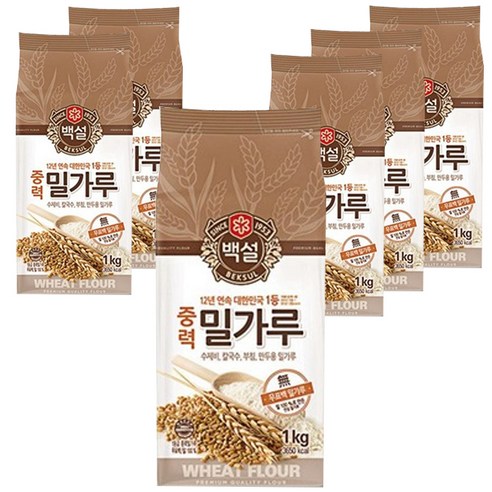 백설 중력밀가루, 1kg, 6개