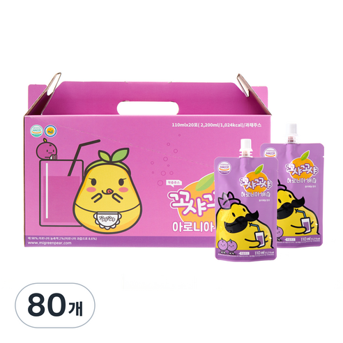 꼬샤꼬샤 아로니아배즙 스파우트빨대형, 110ml, 80개