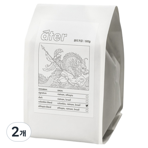 아테르 콜롬비아 블렌드 원두커피, 500g, 2개, 홀빈(분쇄안함)