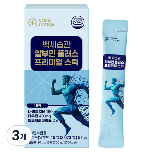 케어란스 백세습관 알부민 플러스 프리미엄 스틱 15p, 3개, 300g