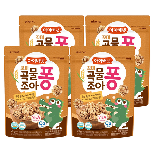 아이배냇꼬마 곡물조아퐁 과자, 곡물맛, 30g, 4개