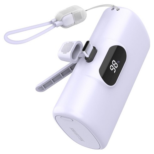스마텍 고속충전 일체형 미니 보조배터리 10000mAh C타입, 퍼플, STPB-MB100