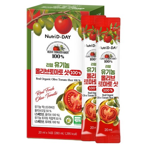 뉴트리디데이 리얼 NFC 착즙 유기농 올리브토마토 스틱 올토샷 14p