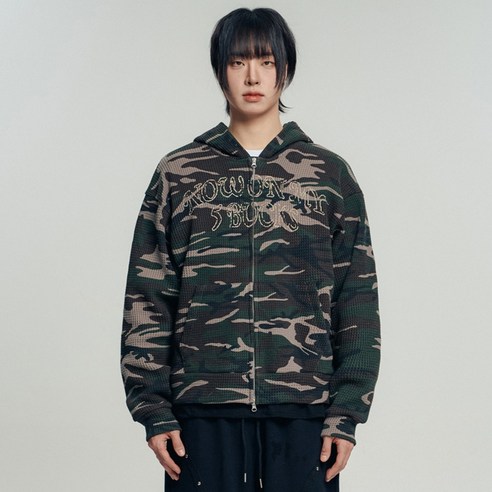 벤힛 남녀공용 5BUCKS 카모 와플 면 후드집업