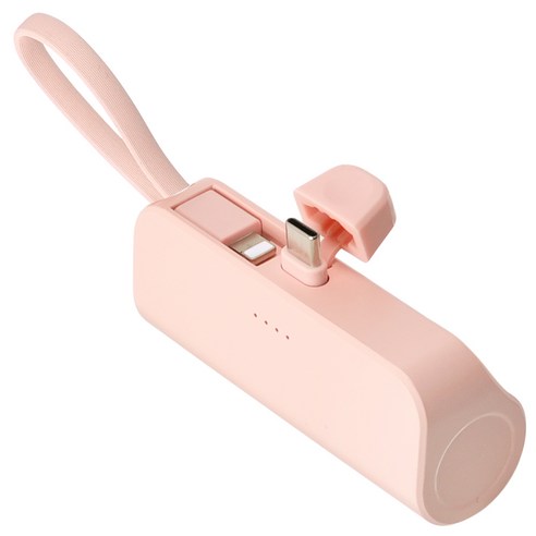 피에스글로벌 힙스터 5000mAh 도킹형 보조 배터리 C타입, MOPB-R5-CHL, 핑크