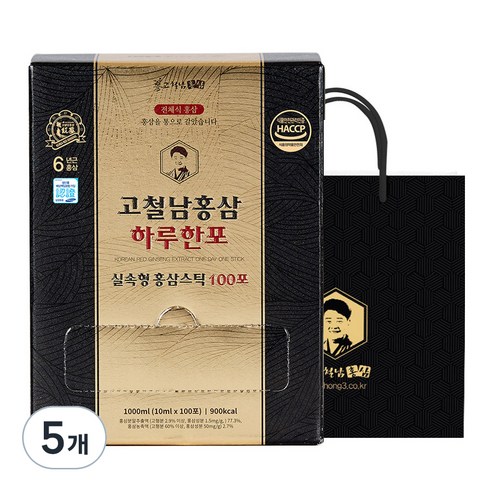 고철남홍삼 하루한포 홍삼스틱, 100회분, 5개
