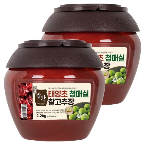 더해담 순창 청매실 찰고추장, 2.2kg, 2개