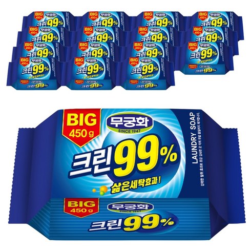 무궁화 BIG 99% 크린 세탁비누, 450g, 16개입, 16개