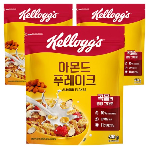 켈로그아몬드푸레이크600g x 3개입, 600g, 3개