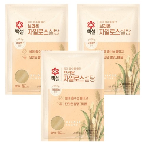 백설 브라운 자일로스 설탕, 2kg, 3개