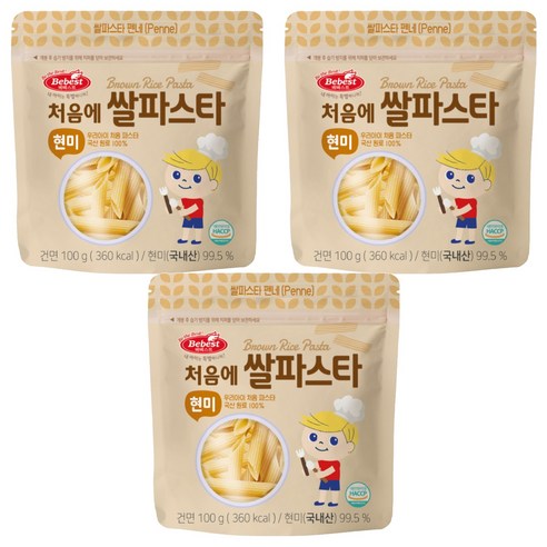 베베스트 처음에 쌀파스타 현미, 100g, 3개