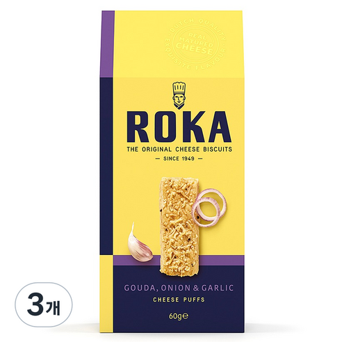 ROKA 고다 치즈 패스츄리 어니언 앤 갈릭, 60g, 3개