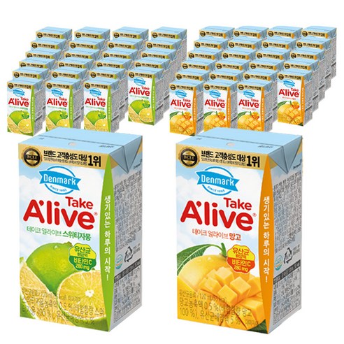 덴마크 테이크 얼라이브 망고 24p + 스위티자몽 24p 멸균팩, 120ml, 48개