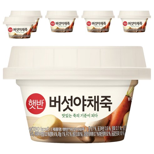 햇반 버섯야채죽, 268g, 6개