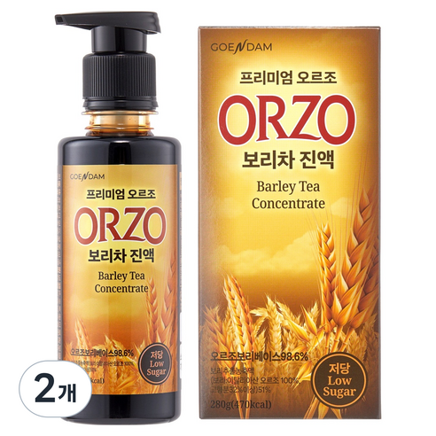 고은담 프리미엄 오르조 저당 보리차 진액, 280g, 2개