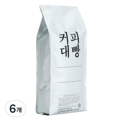 커피대빵 브라질 센서리 블랜딩 원두커피, 홀빈(분쇄안함), 500g, 6개