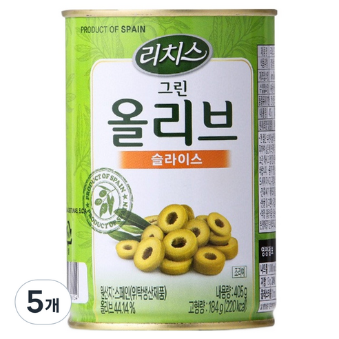 리치스 그린 올리브 슬라이스, 405g, 5개