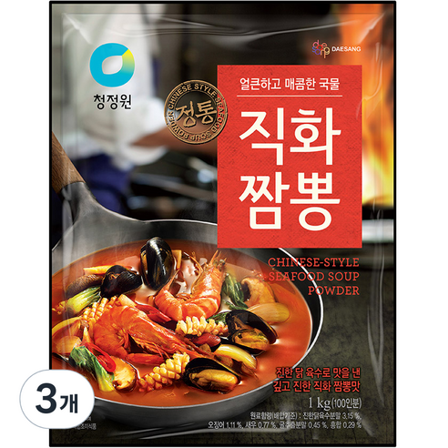 청정원 정통 직화짬뽕 분말, 1kg, 3개