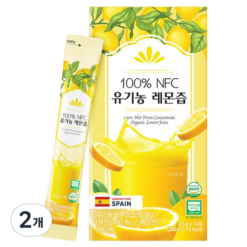 프롬바이오 NFC 유기농 레몬즙 14p, 280g, 2개