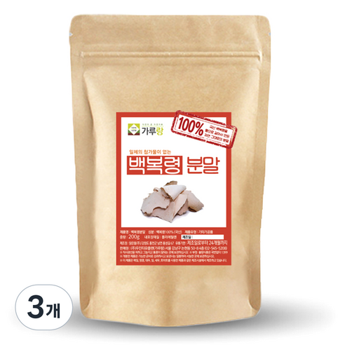 가루랑 백복령 분말, 3개, 200g