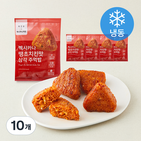 [로켓프레시] 바르닭 멕시카나 땡초치킨맛 삼각 주먹밥 (냉동), 100g, 10개