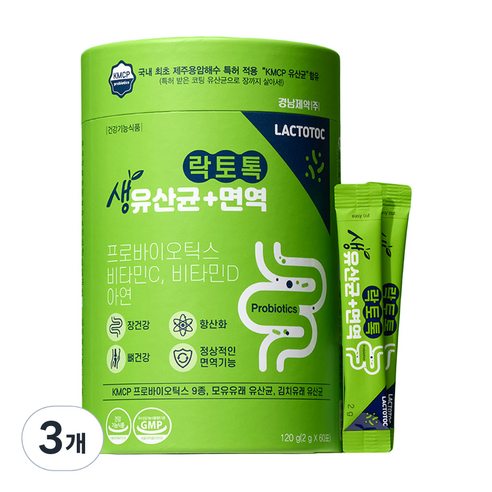 경남제약 락토톡 생유산균 면역 60포, 120g, 3개