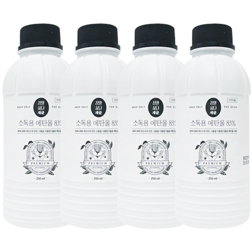 정말싫다세균 식품첨가물용 소독 에탄올, 4개, 250ml
