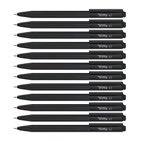 모나미 트리피스 삼각 볼펜 0.7mm, 블랙, 12개