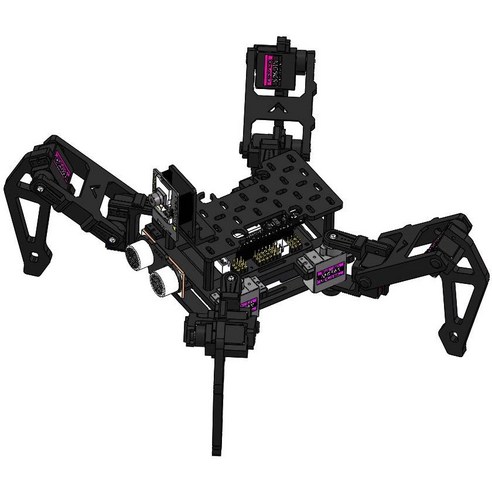 부품로봇 거미로봇 ESP32 사족보행 로봇 아두이노 음성 인공지능 거미 프로그래밍 키트, 완제품 확장 (블랙)