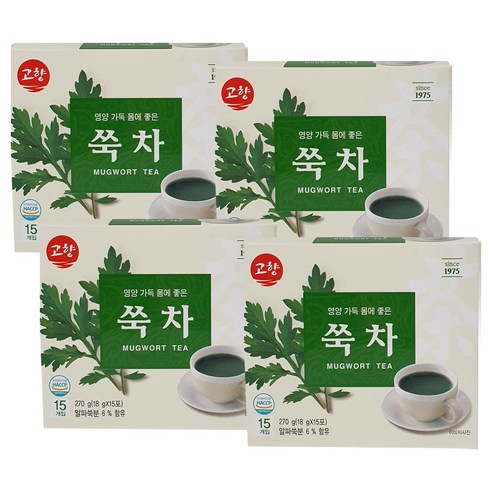 고향 쑥차 18g 15T x 4개 전통차, 18g, 15개입, 4개