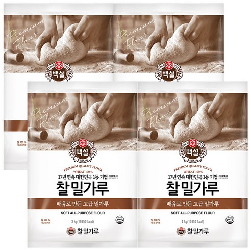 백설 찰밀가루, 4개, 3kg