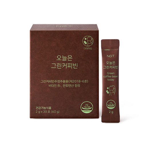 네츄럴굿띵스 오늘은 그린커피빈 체지방분해 다이어트 커피 2g x 30포 1박스, 30회분, 1개