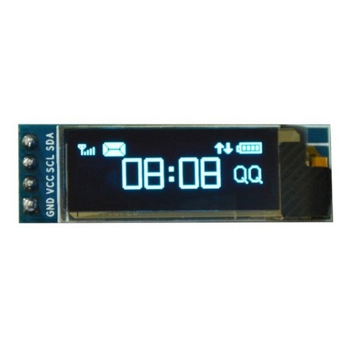 0.91인치 OLED 모듈 128x32 - SSD1306 - I2C(IIC) - 3.3V~5V 호환 - 블루 디스플레이